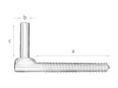Gallagher Screw Gudgeons - Various Sizes -A (150mm) B (20mm) C (70mm) * *Long pin with 8mm hole