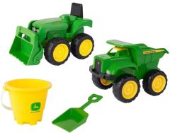 John Deere Toy Sandbox 2 Pack 15cm Tractor & Dump Truck