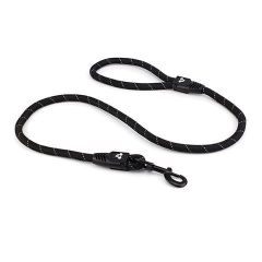 Reflective Rope Dog Lead with Rope Clip -Black