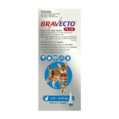 Bravecto Plus Cat 2.8-6.25kg Blue 2 pack