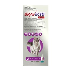 Bravecto Plus Cat 6.25-12.5kg Purple 2 pack