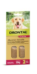 Drontal Allwormer Large Dog Chews 35Kg 2 Pack