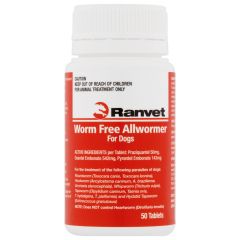 Ranvet's Allwormer Tablets For Up To 10Kg Dogs 50 Tablets