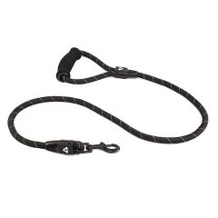 Reflective Rope Dog Lead with Foam Handle -Black