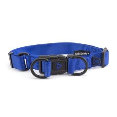 Nylon Double Ring Dog Collar Premium-Blue-Medium