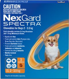 Nexgard Spectra Chews Wormer, Flea & Tick Treatment-2-3.5kg - 3 Pack