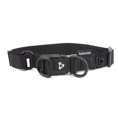 Nylon Double Ring Dog Collar Premium-Black-Medium