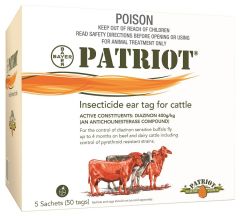 Patriot Insecticidal ear tag for cattle 50 Tags