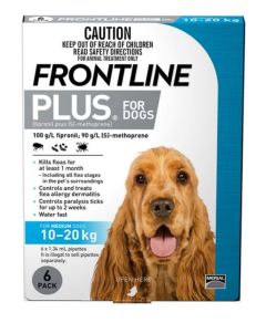 Frontline Plus Flea & Tick Treatment 6's 10-20Kg