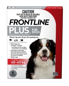 Frontline Plus Flea & Tick Treatment 3's 40-60Kg