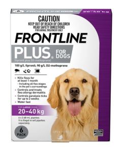 Frontline Plus Flea & Tick Treatment 3's 20-40kg