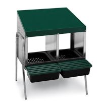 Nesting Box Metal Rollaway Battery - 2 Hole - Single Row, Single Sided with Legs