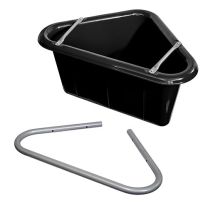 Plastic Corner Feed Tub with Bracket - Black