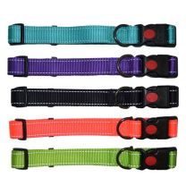 Dog Collar Adjustable Nylon Web With Reflective Strips, 4 sizes-35-50cm