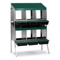 Nesting Box Metal Rollaway Battery - 6 Hole - Double Row, Single Sided with Legs
