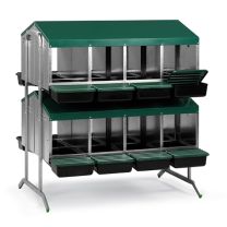 Nesting Box Metal Rollaway Battery - 16 Hole - Double Row, Double Sided with Legs