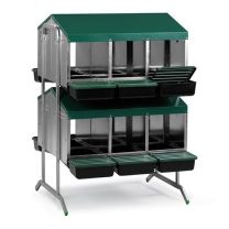 Nesting Box Metal Rollaway Battery - 12 Hole - Double Row, Double Sided with Legs