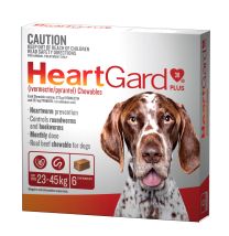 Heartgard Plus Chewables -Brown 6 Chews (23-45Kg)