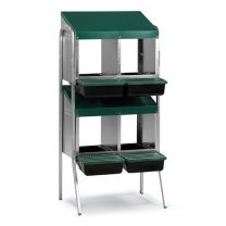 Nesting Box Metal Rollaway Battery - 4 Hole - Double Row, Single Sided with Legs