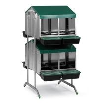 Nesting Box Metal Rollaway Battery - 8 Hole - Double Row, Double Sided with Legs
